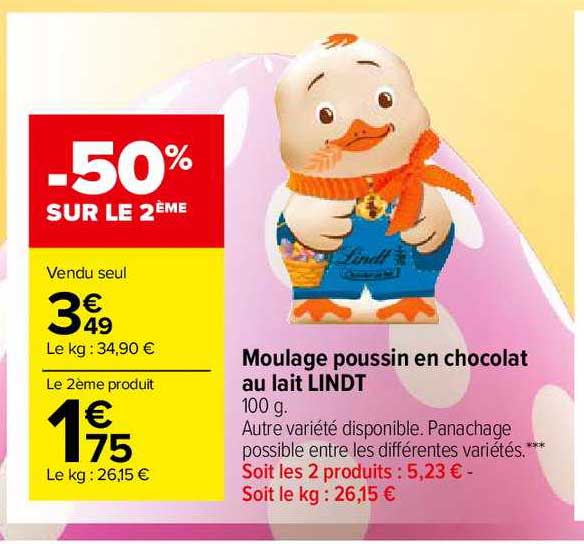 moulage poussin en chocolat au lait lindt