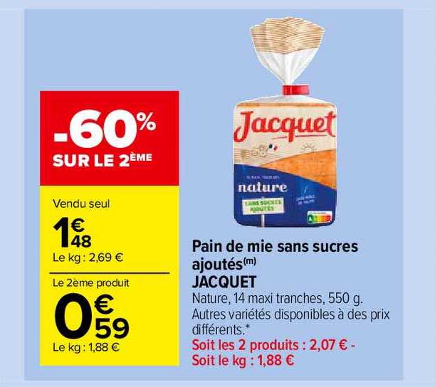 Pain De Mie Sans Sucres Ajoutés Jacquet