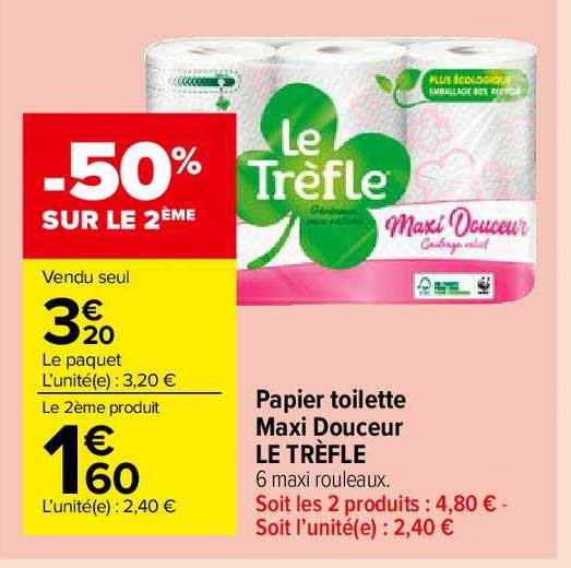 Papier Toilette Maxi Douceur Le Trèfle