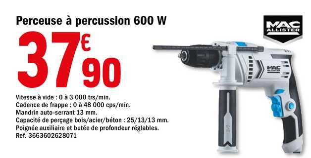 perceuse à percussion 600w mac allister
