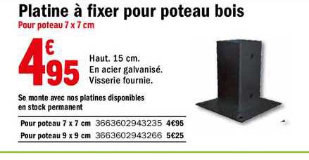 platine à fixer pour poteau bois