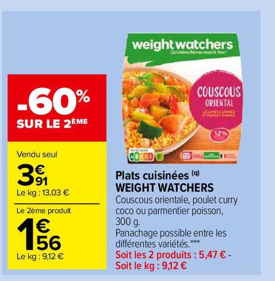 plats cuisinées weight watchers