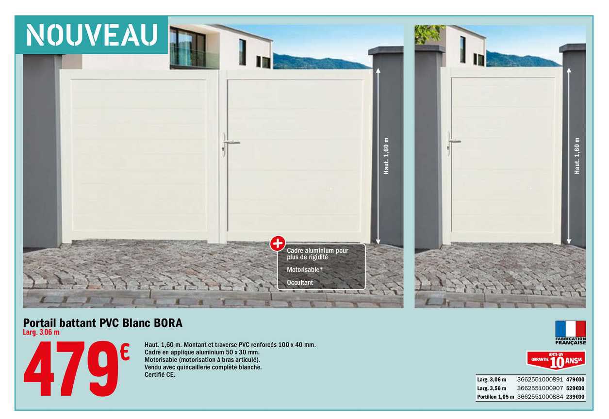 Portail Battant Pvc Blanc Bora
