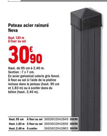 poteau acier rainuré neva