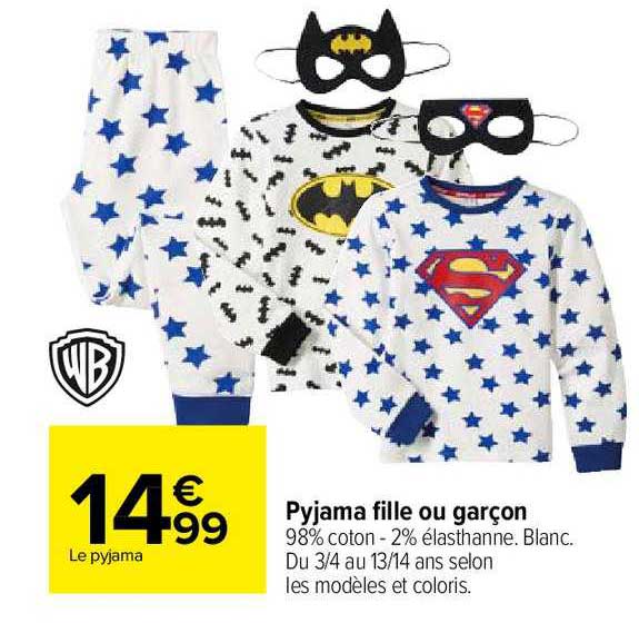 pyjama fille ou garçon  warner bros