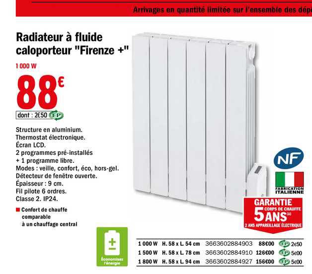 radiateur à fluide caloporteur "firence+"