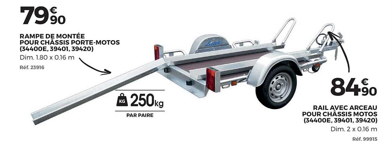 rampe de montée pour châssis porte motos rail avec arceau pour châssis motos lider