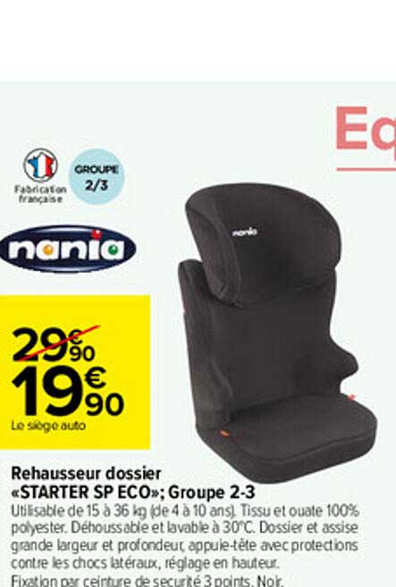 rehausseur dossier «starter sp eco» groupe 2-3 nania