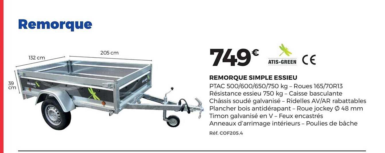 remorque simple essieu