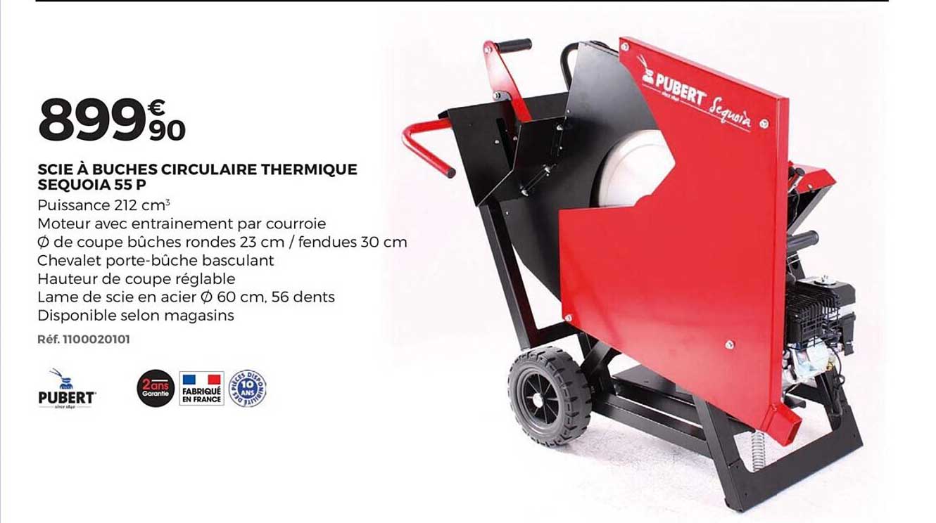 scie à buches circulaire thermique sequoia 55 p pubert