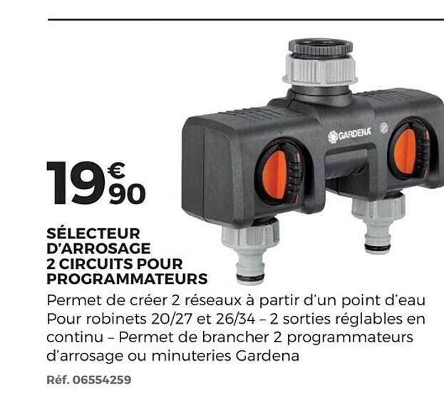 sélecteur d'arrosage 2 circuits pour programmateurs gardena