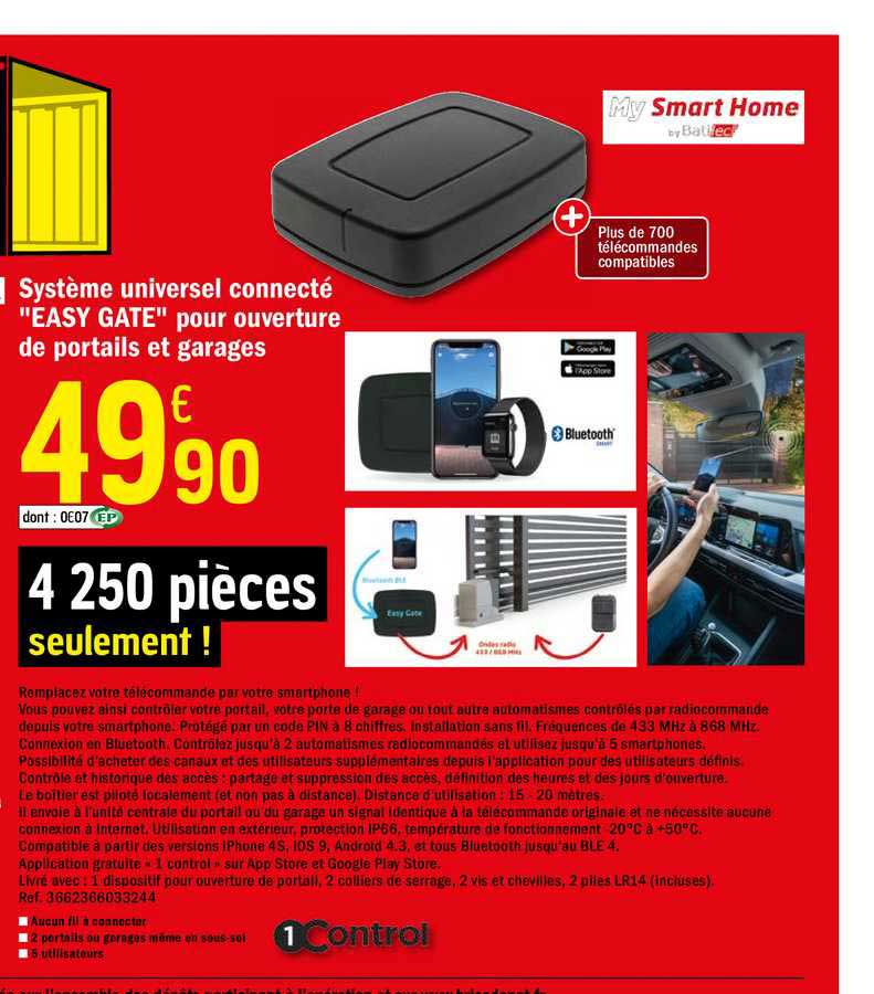 système universel connecté "easy gate" pour ouverture de portails et garages