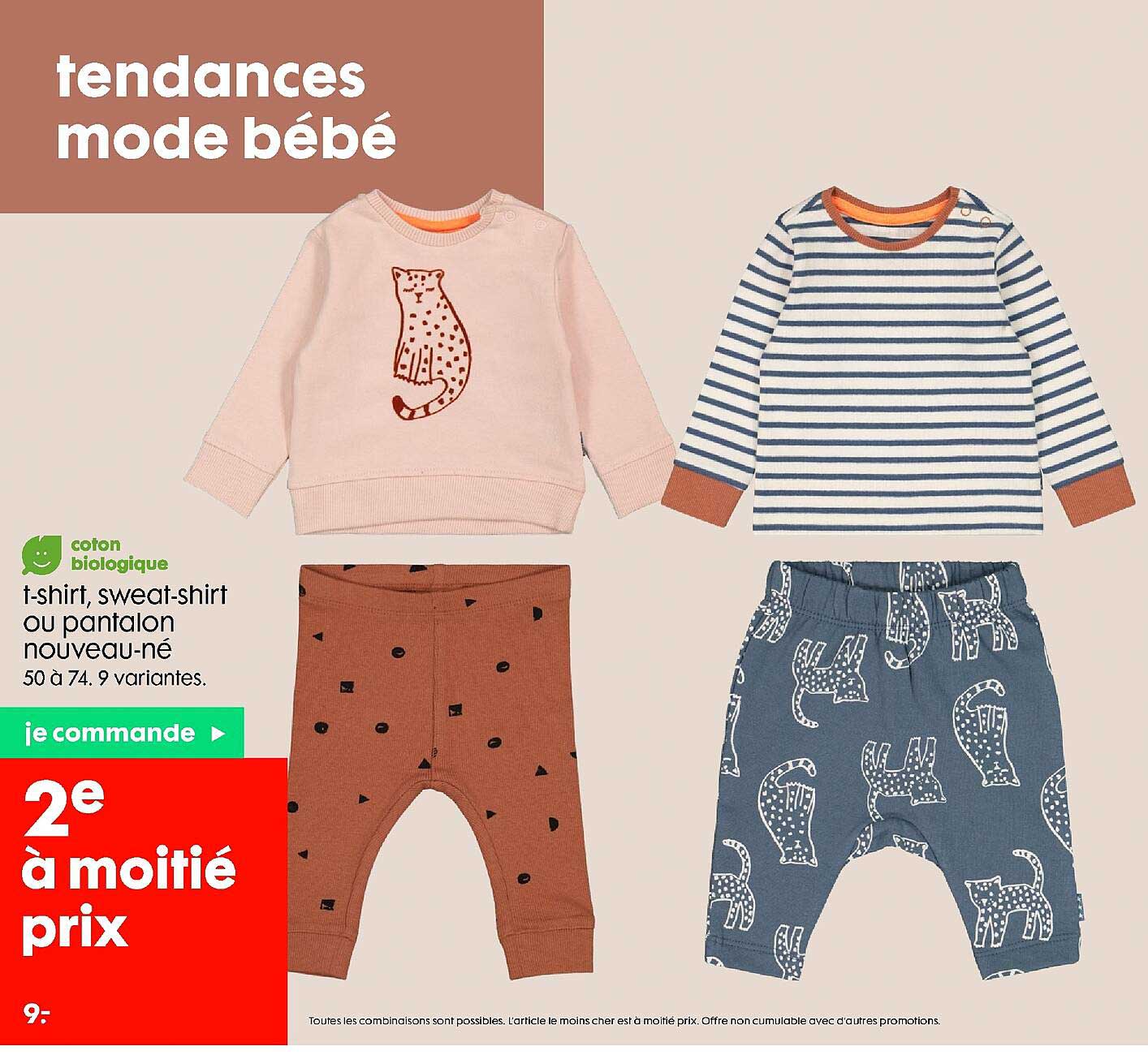 t-shirt, sweat-shirt ou pantalon nouveau-né