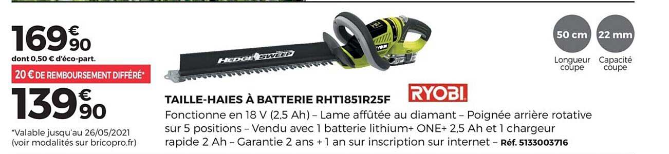 Taille Haies à Batterie Rht1851r25f Ryobi
