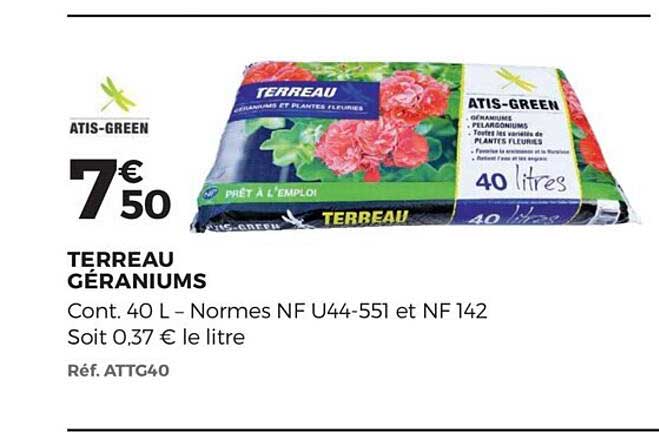 terreau géraniums atis green
