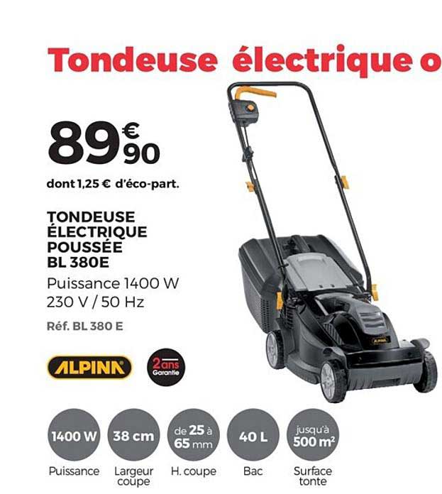 tondeuse électrique poussée bl 380e alpinn