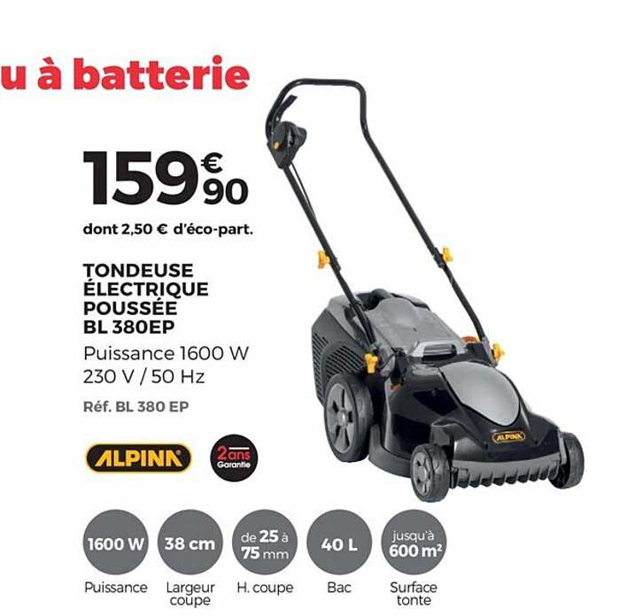 tondeuse électrique poussée bl 380ep alpinn
