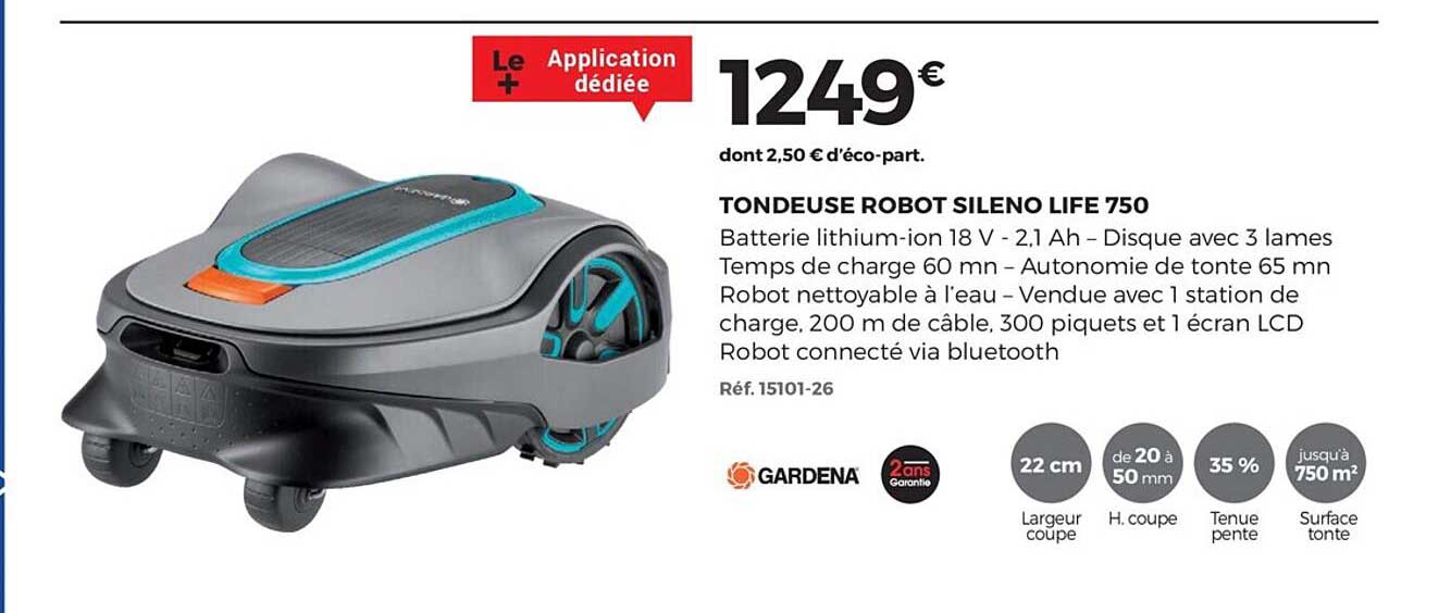 tondeuse robot sileno life 750 gardena