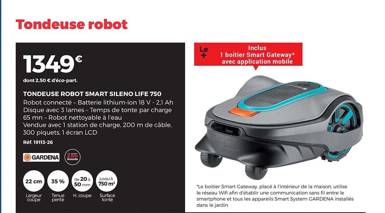 tondeuse robot smart sileno life 750 gardena
