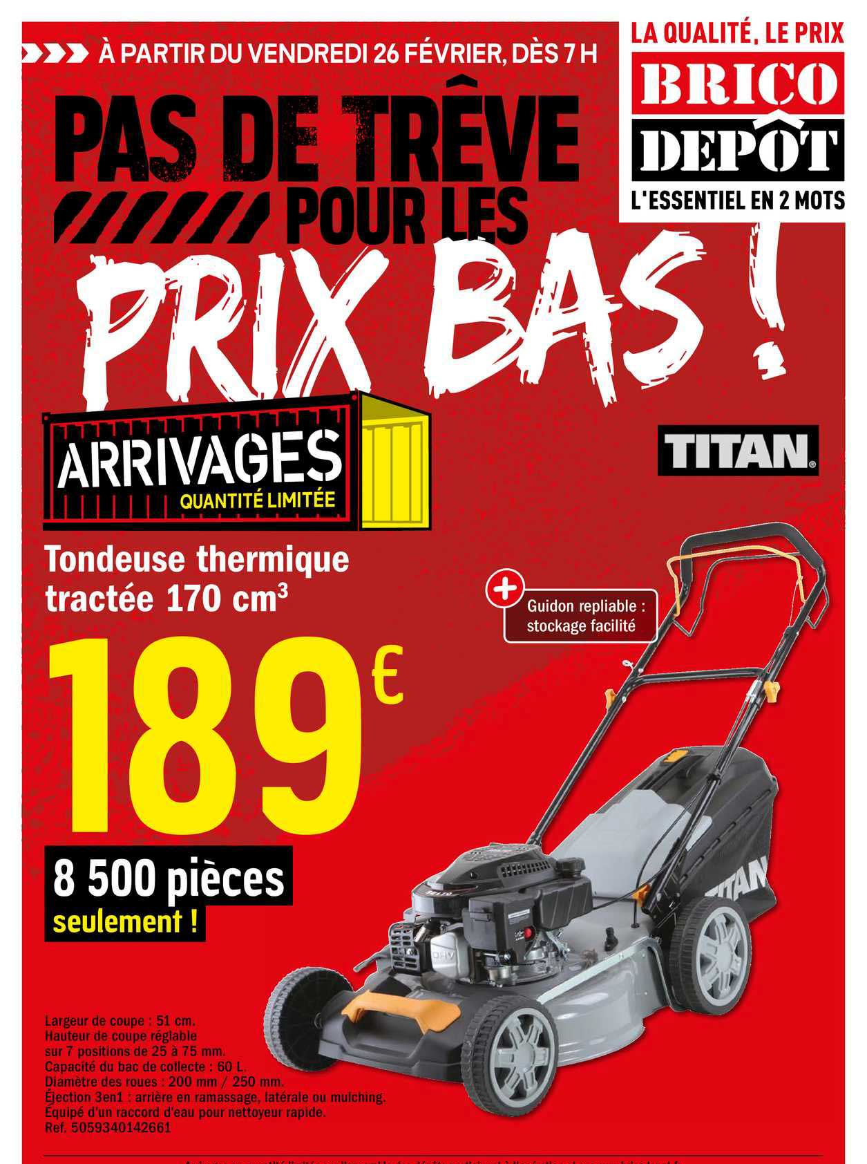 tondeuse thermique tractée 170 cm3