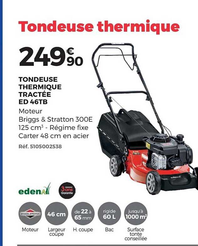 tondeuse thermique tractée ed 46tb edena