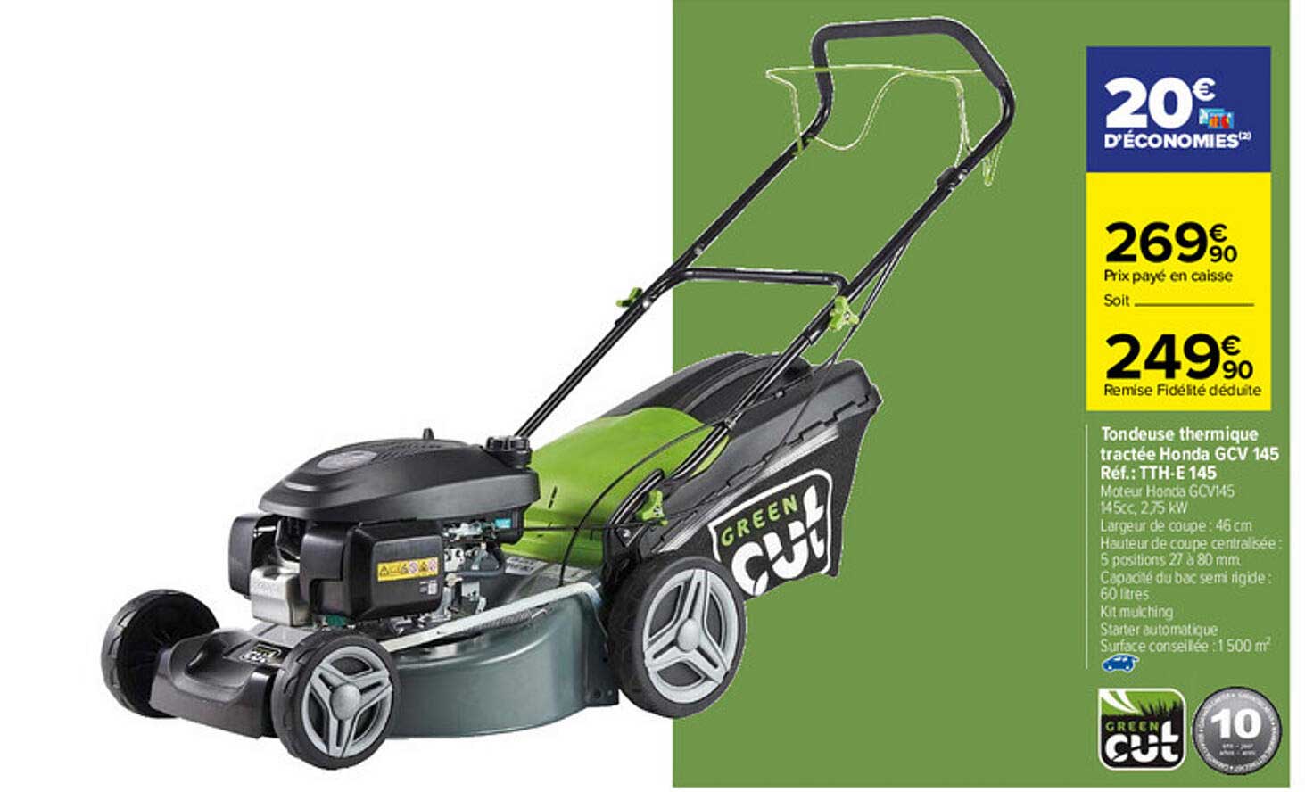 tondeuse thermique tractée honda gcv 145