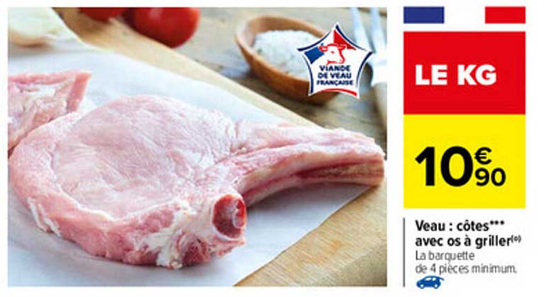 Veau : Côtes Avec Os à Griller