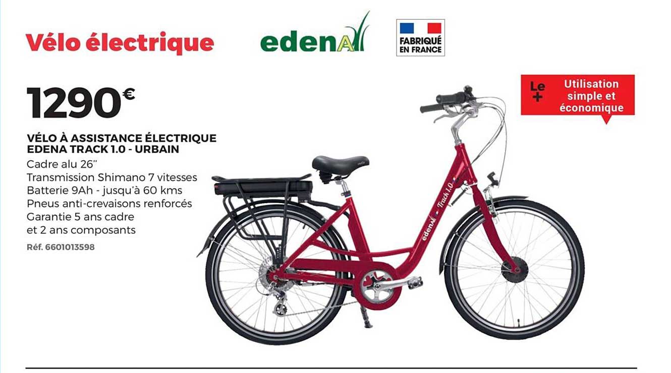vélo à assistance électrique edena track 1.0 urbain