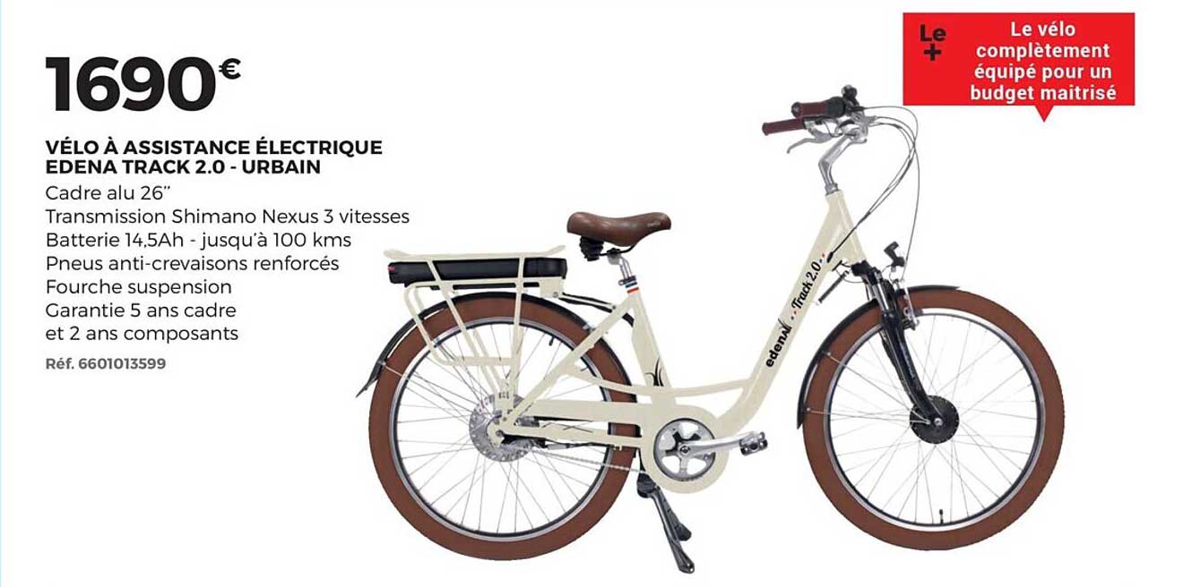 vélo à assistance électrique edena track 2.0 urbain