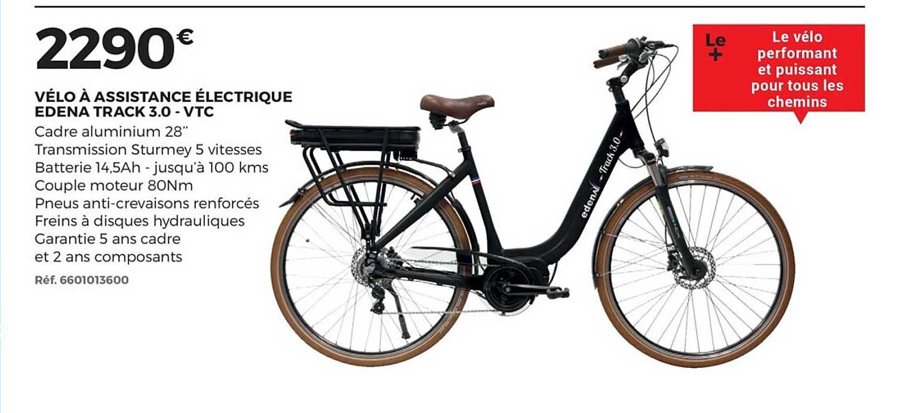 vélo à assistance électrique edena track 3.0 vtc