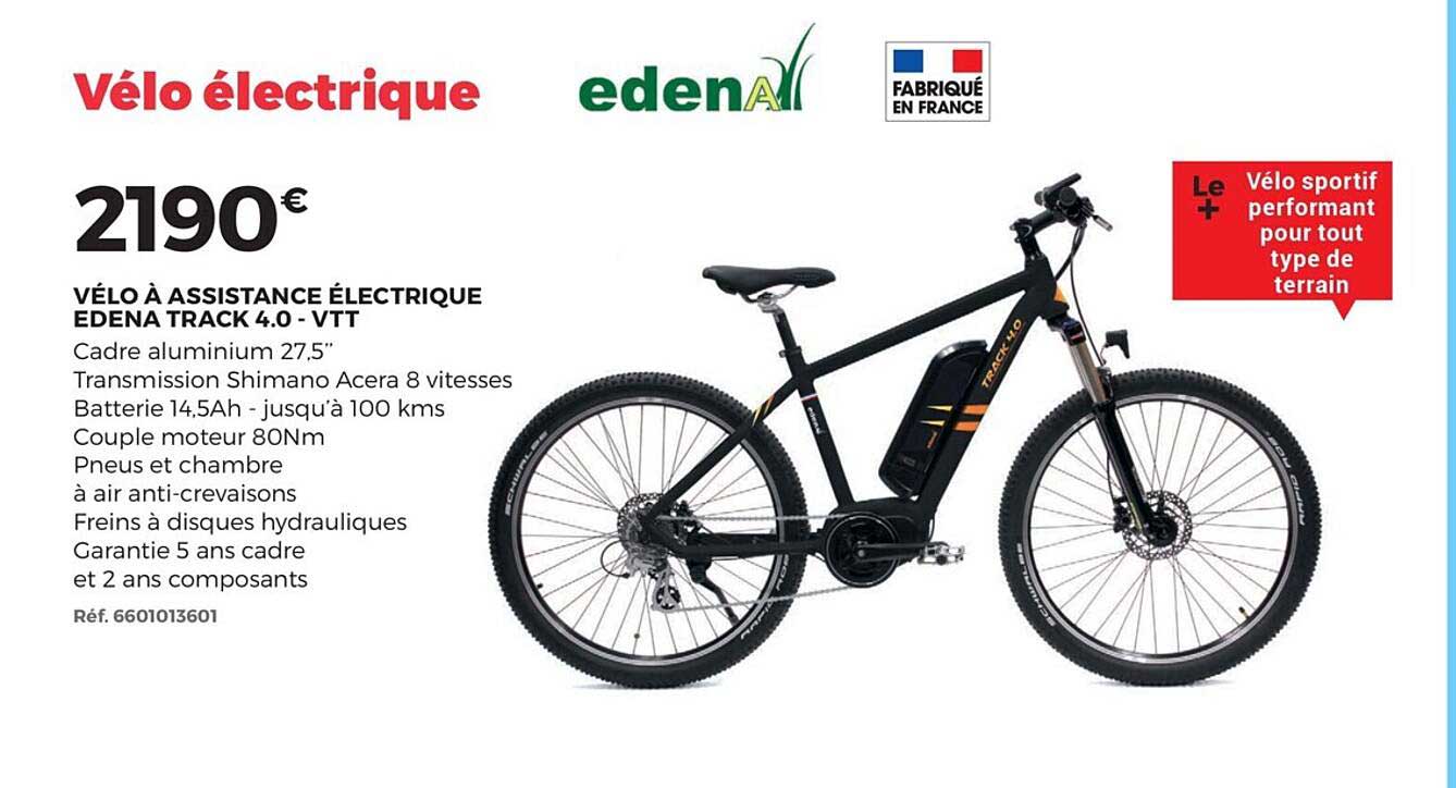 vélo à assistance électrique edena track 4.0 vtt