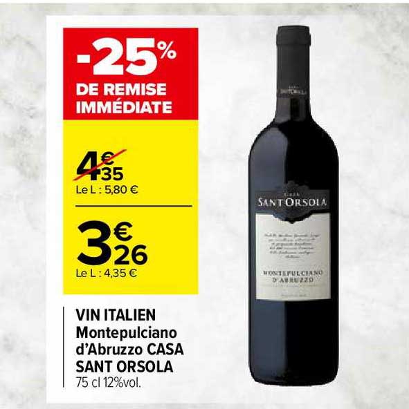 vin italien montepulciano d'abruzzo casa sant orsola