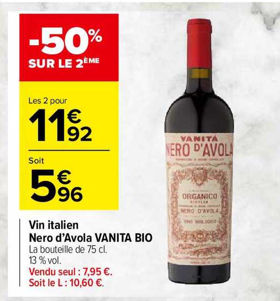 vin italien nero d'avola vanita bio