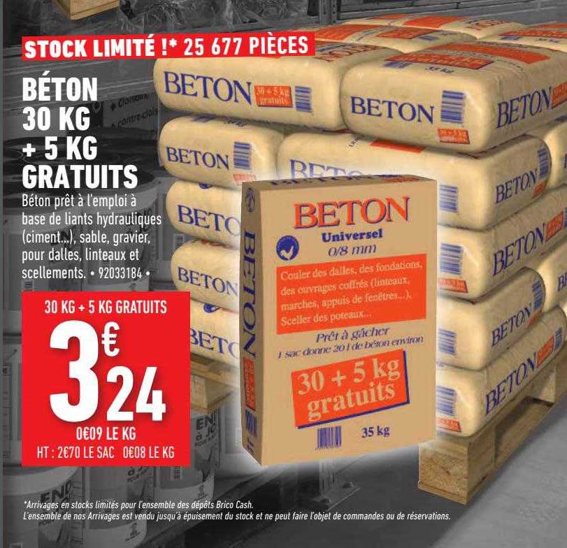 béton 30 kg + 5 kg gratuits