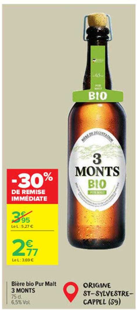 bière bio pur malt 3 monts