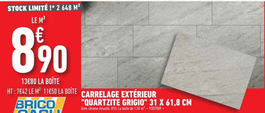 Carrelage Extérieur "quartzite Grigio" 31 X 61,8 Cm