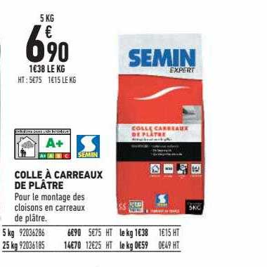 colle à carreaux de plâtre semin