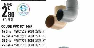 coude pvc 87° m-f