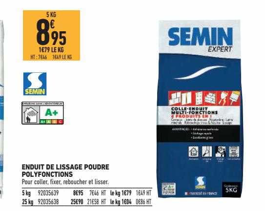 enduit de lissage poudre polyfonctions semin expert