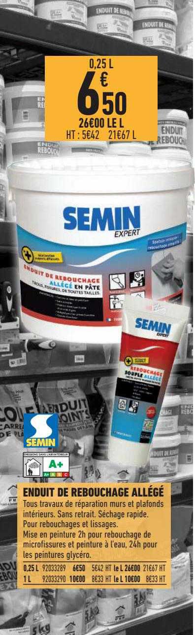 enduit de rebouchage allégé semin