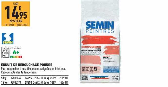 enduit de rebouchage poudre semin