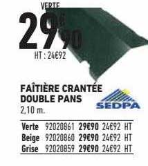 faîtière crantée double pans sedpa