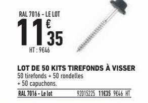lot de 50 kits tirefonds à visser