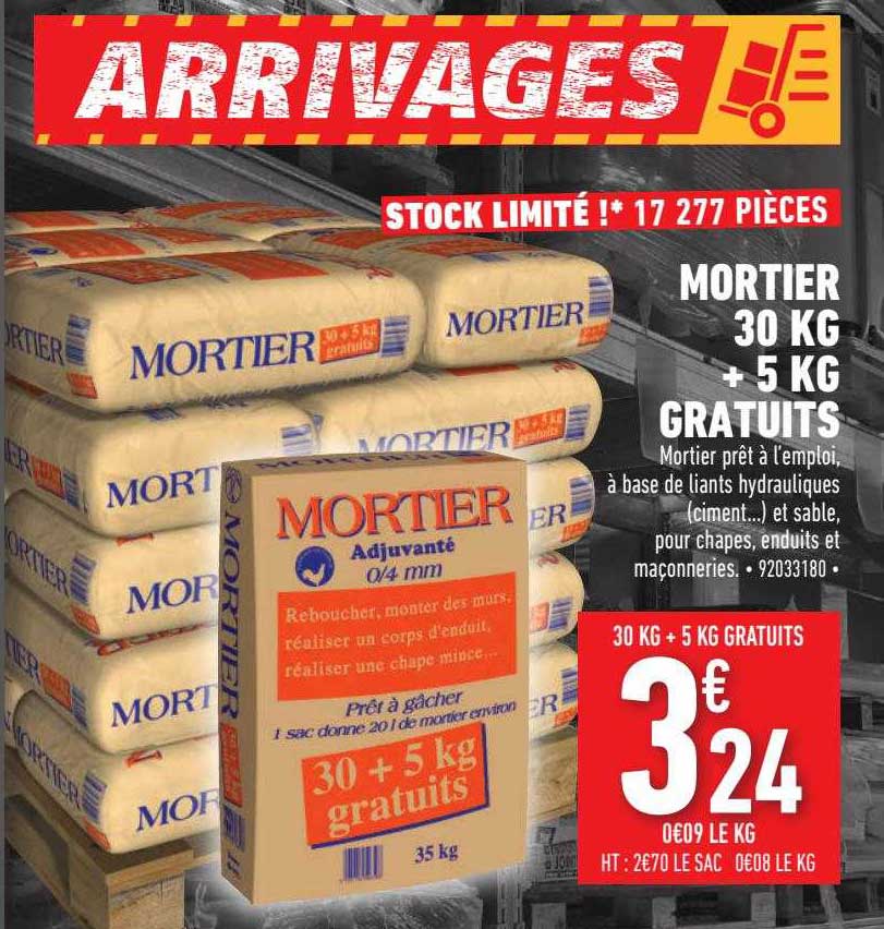 mortier 30 kg + 5 kg gratuits