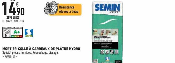 mortier-colle à carreaux de plâtre hydro semin