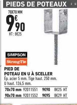 pied de poteau en u à sceller simpson