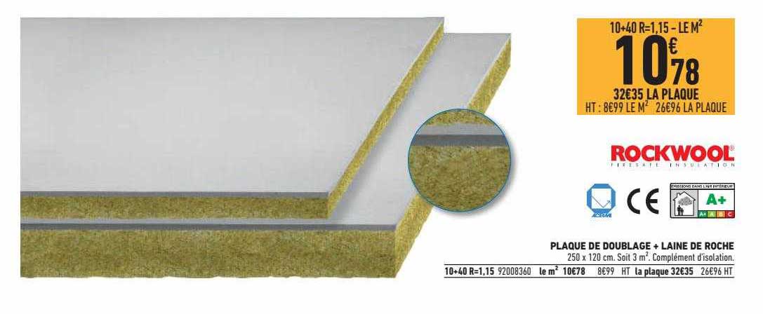 Plaque De Doublage + Laine De Roche Rockwool
