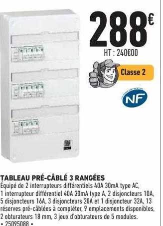 tableau pré-câblé 3 rangées nf