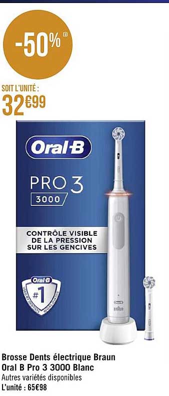 brosse dents électrique braun oral b pro 3 3000 blanc