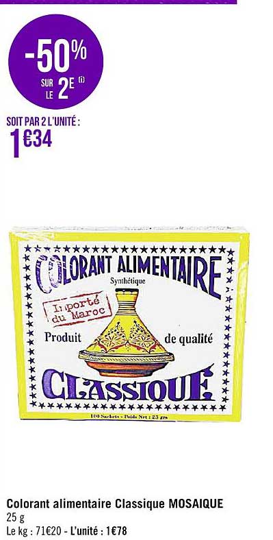 colorant alimentaire classique mosaïque